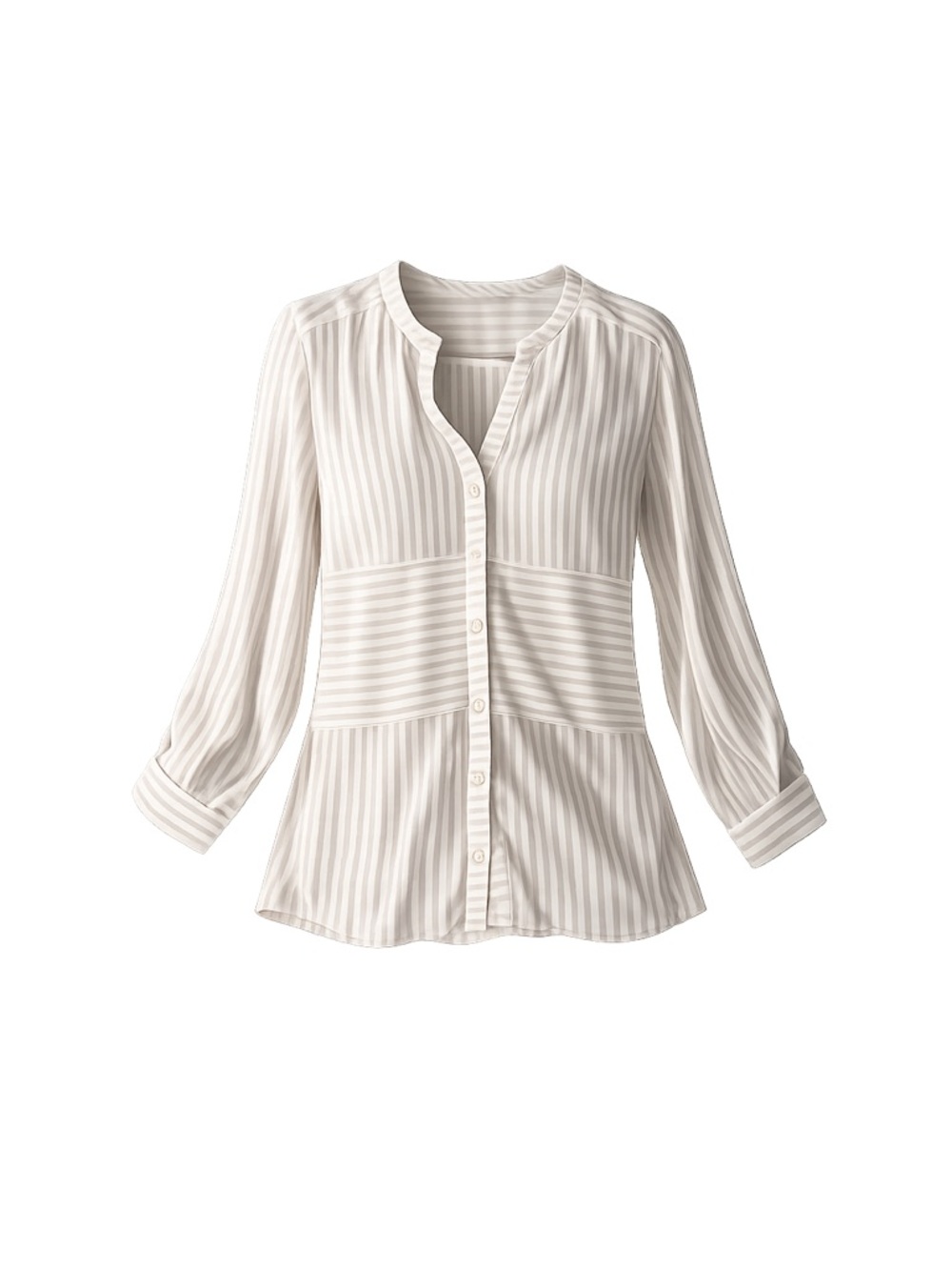 Worthington Women's L Pink & White Striped Sheer Button-Up Top
168